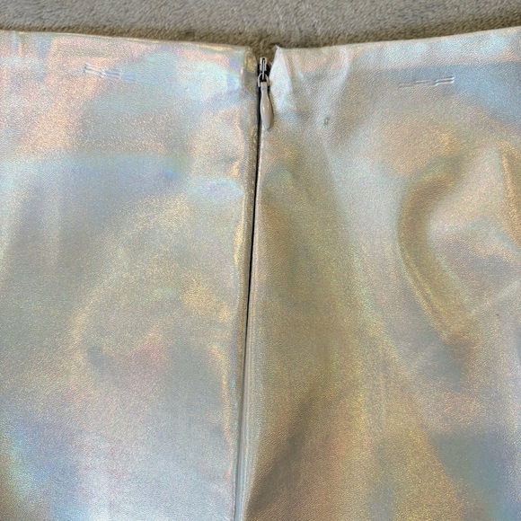 Barbiecore Disco Groovy Metallic Y2K Shiny Cosplay Space Mini Skirt Sz L - Picture 5 of 6